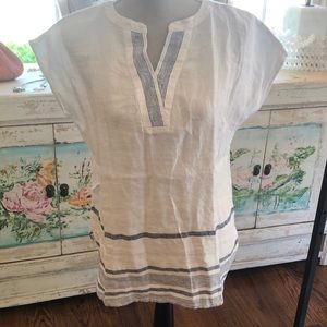 Talbots Linen Tunic Popover Top